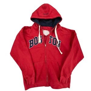 Bay‎ State Gear Boston Full Zip Hoodie Sweatshirt Mens Medium Red Graphic